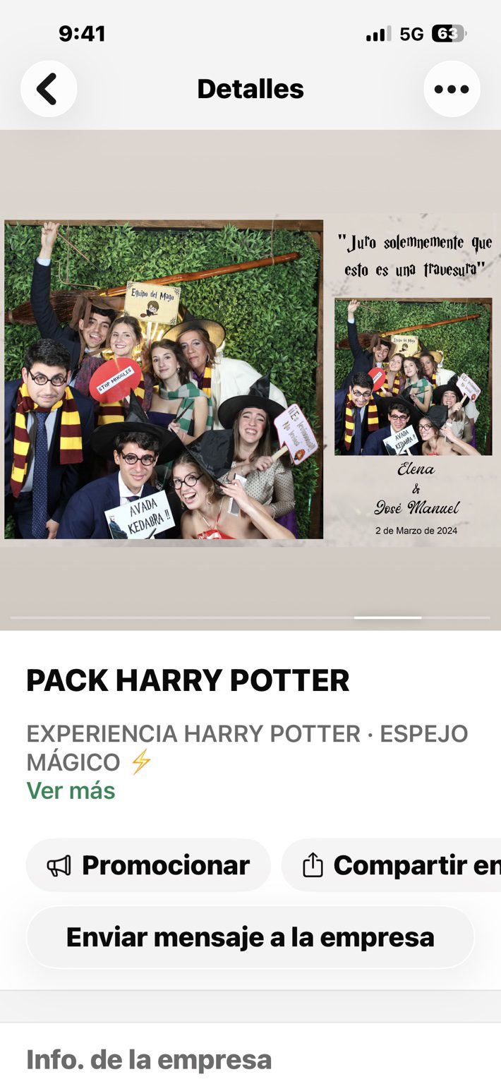 Ejemplo de plantilla personalizada de fotos del fotomatón Harry Potter